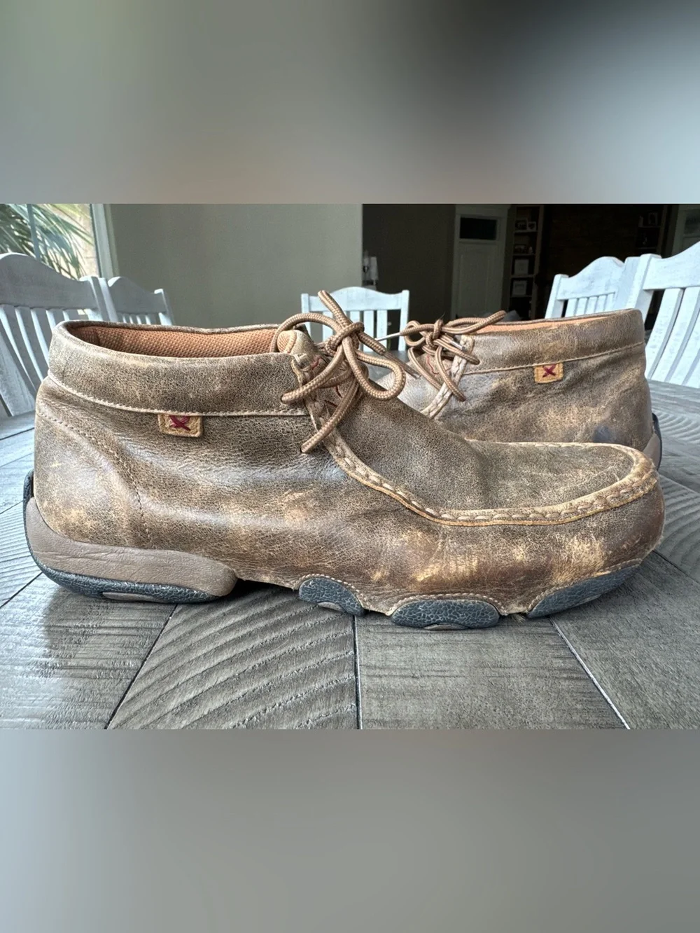 Twisted X Driving Leather Moccasin Chukka Distressed Boots Men’s Size 10.5